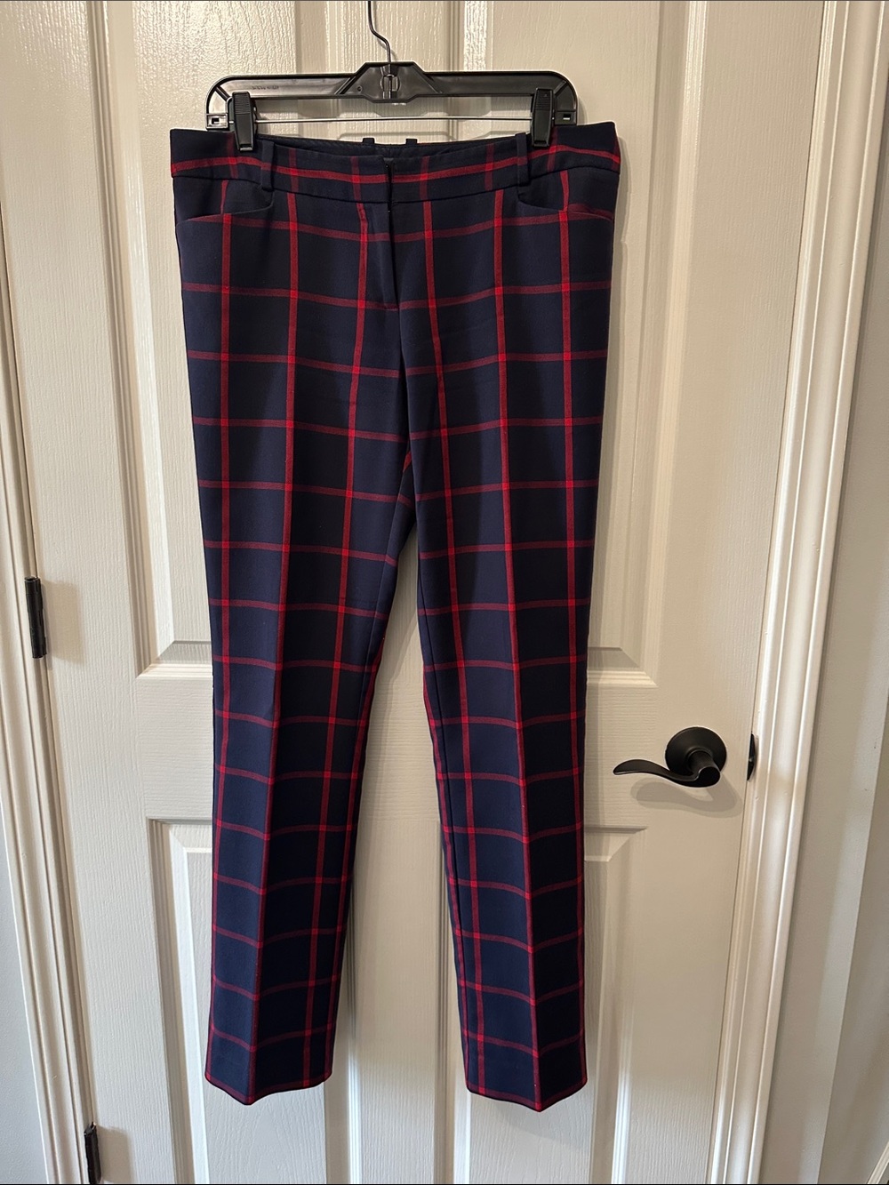 The Limited Editor Navy & Red Plaid Boot Cut Pants